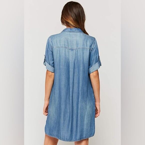 Velvet Heart Chambray Blue Collared Pullover Shirt Dress w/Pockets (Size: Small - Picture 3 of 15